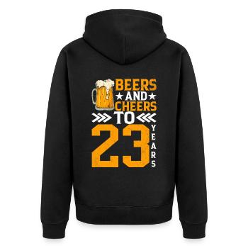 Prost Und Bier Auf 23 Jahre Frothy Mug Of Beer - Unisex Premium Bio Zip Hoodie - Schwarz - Hinten - Nico (187cm)