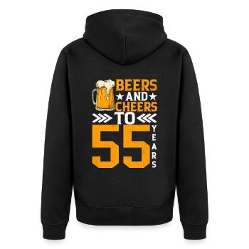 Prost Und Bier Auf 55 Jahre Frothy Mug Of Beer - Unisex Premium Bio Zip Hoodie - Schwarz - Hinten - Nico (187cm)
