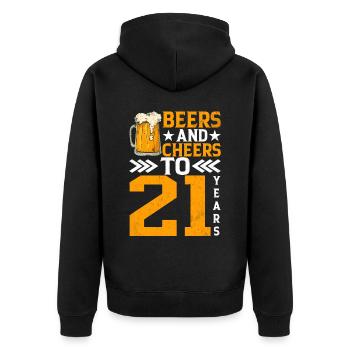 Prost Und Bier Auf 21 Jahre Frothy Mug Of Beer - Unisex Premium Bio Zip Hoodie - Schwarz - Hinten - Nico (187cm)