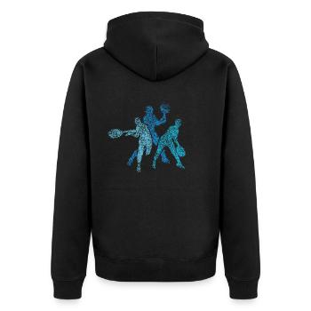 Tennisspielerin Tennisspieler Paddleball - Unisex Premium Bio Zip Hoodie - Schwarz - Hinten - Nico (187cm)
