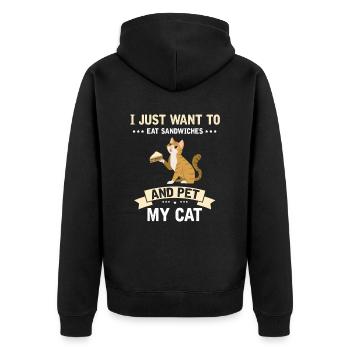 Sandwich et chats Love Cat Lovers Cadeau - Veste à capuche bio Premium Unisexe - noir - Dos - Nico (187cm)