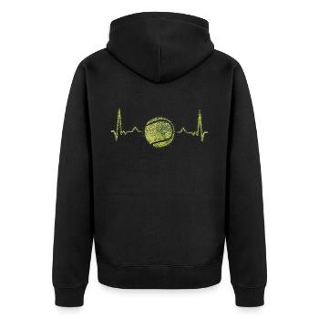 Tennisball Herzschlag Tennisspielerin - Unisex Premium Bio Zip Hoodie - Schwarz - Hinten - Nico (187cm)