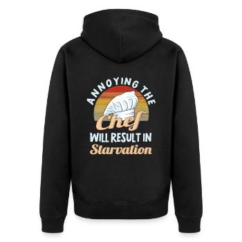 Koch Chefkoch Küche Restaurant lustiger Spruch - Unisex Premium Bio Zip Hoodie - Schwarz - Hinten - Nico (187cm)