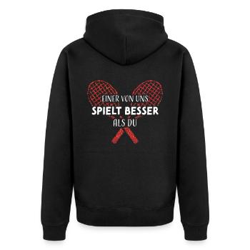 Tennisspieler Tennisspielerin Tennis - Unisex Premium Bio Zip Hoodie - Schwarz - Hinten - Nico (187cm)