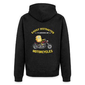 Sandwich motorcycle motorcyclist biker gift - Unisex Premium Organic Zip Hoodie - black - Back - Nico (187cm)