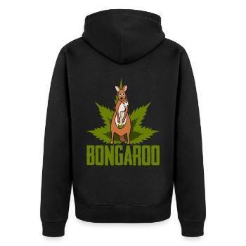 Känguru mit Hanf Wasserpfeife Kängurus - Unisex Premium Bio Zip Hoodie - Schwarz - Hinten - Nico (187cm)