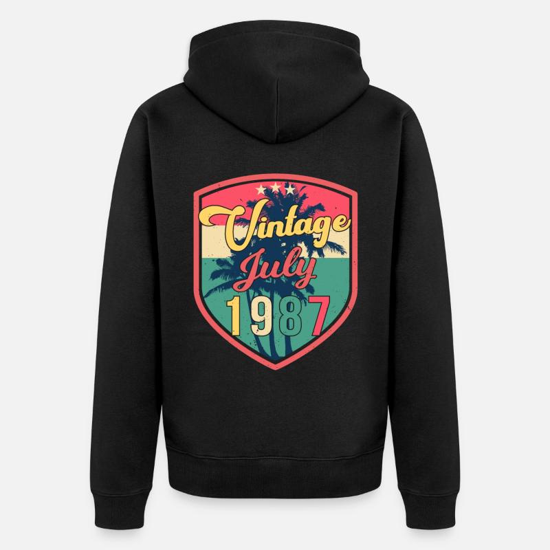 1987 Juli Beste Geschenkidee - Unisex Premium Bio Zip Hoodie - Schwarz