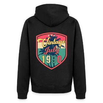 1990 Juillet Meilleure année de naissance - Veste à capuche bio Premium Unisexe - noir - Dos - Nico (187cm)