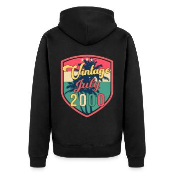 Original Juli 2000 - Unisex Premium Bio Zip Hoodie - Schwarz - Hinten - Nico (187cm)