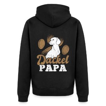 Dackel Papa Hundeliebhaber Dachshund Vatertag - Unisex Premium Bio Zip Hoodie - Schwarz - Hinten - Nico (187cm)