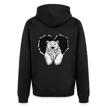 Eisbär Riss zerissenes Loch Herz Eisbärengesicht - Unisex Premium Bio Zip Hoodie - Schwarz - Hinten - Nico (187cm)