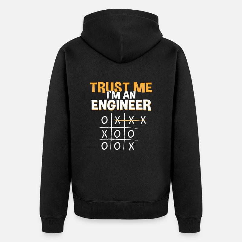 Trust Me Engineer Funny Tic Tac Toe Engineering - Unisex Premium Bio Zip Hoodie - Schwarz