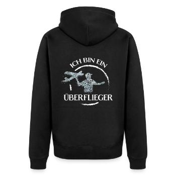 Ferngesteuertes Flugzeug Modellflug - Unisex Premium Bio Zip Hoodie - Schwarz - Hinten - Nico (187cm)