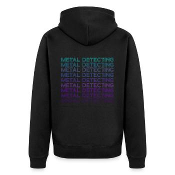 Metalldetektion Retro - Unisex Premium Bio Zip Hoodie - Schwarz - Hinten - Nico (187cm)