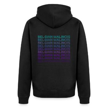Belgischer Malinois Retro - Unisex Premium Bio Zip Hoodie - Schwarz - Hinten - Nico (187cm)