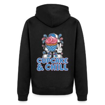 Cupcake And Chill Cupcake Character - Unisex Premium Organic Zip Hoodie - black - Back - Nico (187cm)