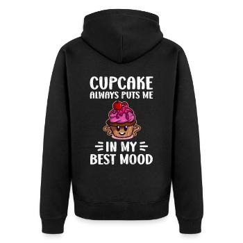 Cupcake Always Puts Me In Mood - Unisex Premium Organic Zip Hoodie - black - Back - Nico (187cm)