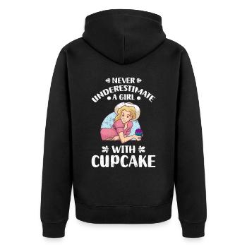 Ne sous-estimez jamais une fille avec cupcake - Veste à capuche bio Premium Unisexe - noir - Dos - Nico (187cm)