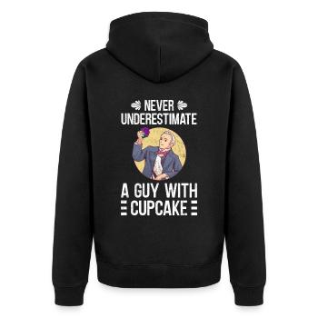 Ne sous-estimez jamais un gars avec cupcake - Veste à capuche bio Premium Unisexe - noir - Dos - Nico (187cm)