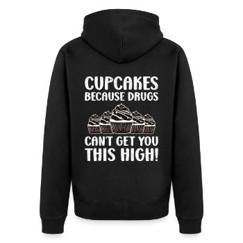 Cupcakes parce que les drogues - Veste à capuche bio Premium Unisexe - noir - Dos - Nico (187cm)