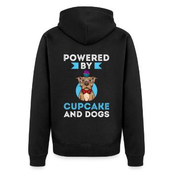 Powered By Cupcake And Dogs - Unisex Premium Organic Zip Hoodie - black - Back - Nico (187cm)