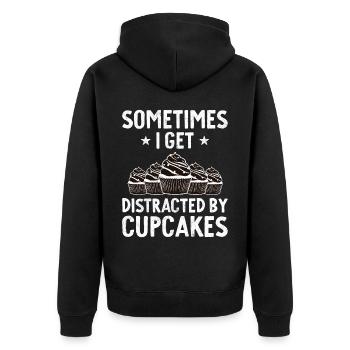 Parfois, je suis distrait par les cupcakes - Veste à capuche bio Premium Unisexe - noir - Dos - Nico (187cm)