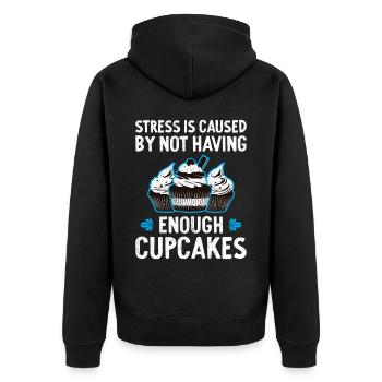 Stress Is Caused By Not Enough Cupcakes - Unisex Premium Bio Zip Hoodie - Schwarz - Hinten - Nico (187cm)