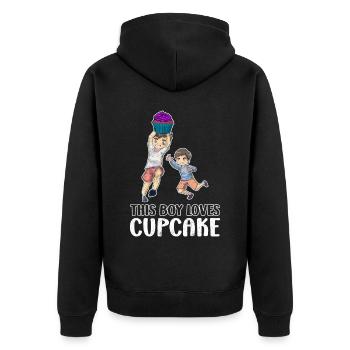 Ce garçon aime le cupcake - Veste à capuche bio Premium Unisexe - noir - Dos - Nico (187cm)