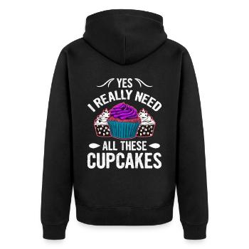 Yes I Really Need All These Cupcakes - Unisex Premium Bio Zip Hoodie - Schwarz - Hinten - Nico (187cm)