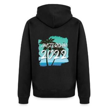 Amsterdam 2022 - Unisex Premium Organic Zip Hoodie - black - Back - Nico (187cm)