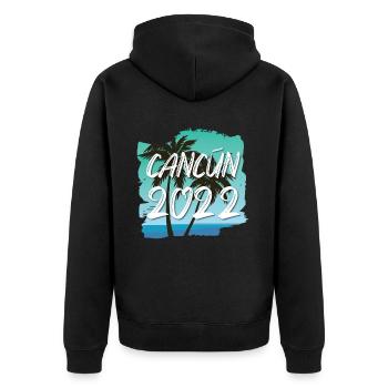Cancun 2022 - Unisex Premium Bio Zip Hoodie - Schwarz - Hinten - Nico (187cm)