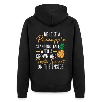 Pineapple Lover Hello Summer Tropical Fruit - Unisex Premium Organic Zip Hoodie - black - Back - Nico (187cm)