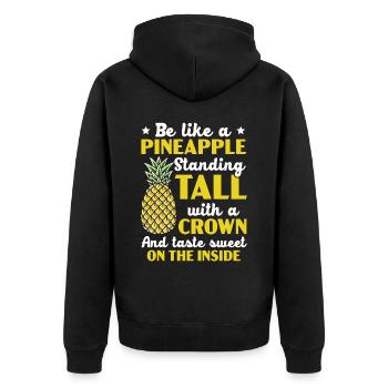 Pineapple Lover Hello Summer Tropical Fruit - Unisex Premium Organic Zip Hoodie - black - Back - Nico (187cm)