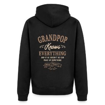 Le grand-père masculin sait tout drôle fête des pères - Veste à capuche bio Premium Unisexe - noir - Dos - Nico (187cm)