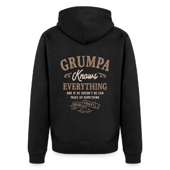 Mens Grumpa sait tout drôle Fête des pères - Veste à capuche bio Premium Unisexe - noir - Dos - Nico (187cm)