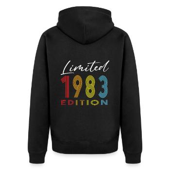 Édition limitée 1983 - Veste à capuche bio Premium Unisexe - noir - Dos - Nico (187cm)