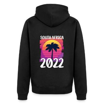 South Africa 2022 - Unisex Premium Bio Zip Hoodie - Schwarz - Hinten - Nico (187cm)