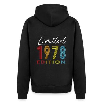 Limited Edition 1978 - Unisex Premium Organic Zip Hoodie - black - Back - Nico (187cm)