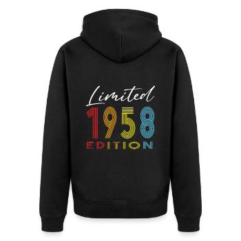 Limited Edition 1958 - Unisex Premium Bio Zip Hoodie - Schwarz - Hinten - Nico (187cm)