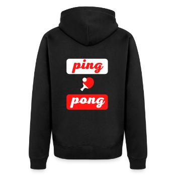 Ping Pong Rouge et Blanc - Veste à capuche bio Premium Unisexe - noir - Dos - Nico (187cm)