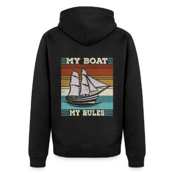 My boat rules sailing Funny captain - Unisex Premium Organic Zip Hoodie - black - Back - Nico (187cm)