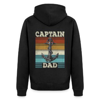 Captain Papa Sailboat Anchor Sailor Papa - Unisex Premium Organic Zip Hoodie - black - Back - Nico (187cm)