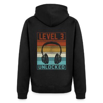 Gamer Boy 3rd Birthday Gamer - Unisex Premium Bio Zip Hoodie - Schwarz - Hinten - Nico (187cm)