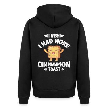 I Wish I Had More Cinnamon Toast - Unisex Premium Bio Zip Hoodie - Schwarz - Hinten - Nico (187cm)