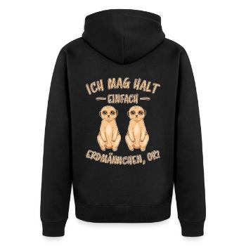 Erdmännchen Lustige Spruch Tier Mangusten Geschenk - Unisex Premium Bio Zip Hoodie - Schwarz - Hinten - Nico (187cm)