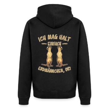 Erdmännchen Lustige Spruch Tier Mangusten Geschenk - Unisex Premium Bio Zip Hoodie - Schwarz - Hinten - Nico (187cm)