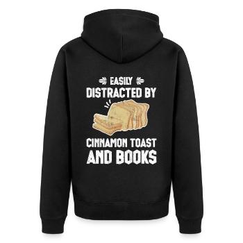 Easily Distracted By Cinnamon Toast - Unisex Premium Bio Zip Hoodie - Schwarz - Hinten - Nico (187cm)