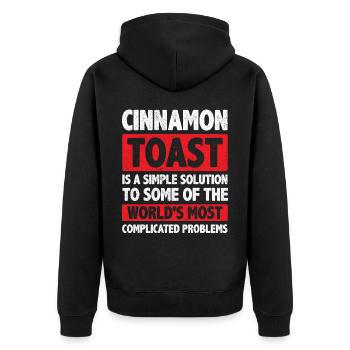 Cinnamon Toast Is A Simple Solution - Unisex Premium Bio Zip Hoodie - Schwarz - Hinten - Nico (187cm)