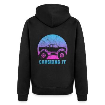 Monster Truck Big Tire Child Love I Gift - Unisex Premium Organic Zip Hoodie - black - Back - Nico (187cm)