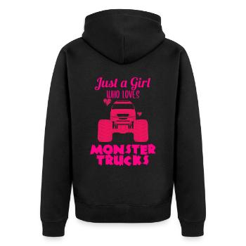 Monster Truck Tire Girls Women I Gift Idea - Unisex Premium Organic Zip Hoodie - black - Back - Nico (187cm)
